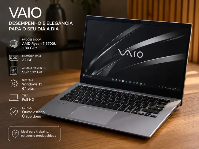 Notebook VAIO Ryzen 7 5700U | 32GB RAM | SSD 512GB | Excelente Estado