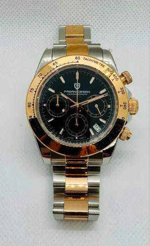 Relógio Pagani Design Daytona Preto e Dourado 