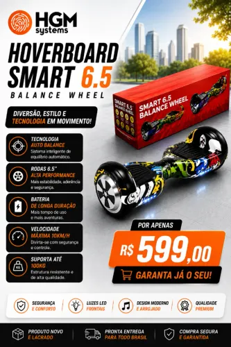 Hoverboard Smart Balance Wheel 6.5" | Auto Balance | Até 100kg | Novo