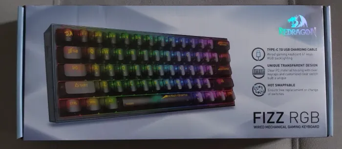 (Lacrado) Teclado Mecânico Redragon Fizz RGB Clear Black 60%