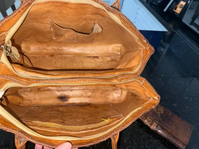 Bolsa e carteira de couro de jacaré legítimo!