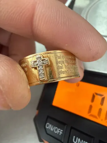 Anel Pai Nosso de ouro 5.59g 18k procedência garantia eterna