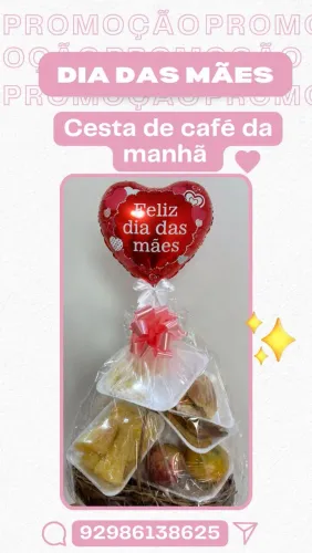 Cesta de café da manhã para presentear dia das mães