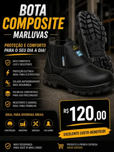 Botina de segurança bico de composite Marluvas Nova