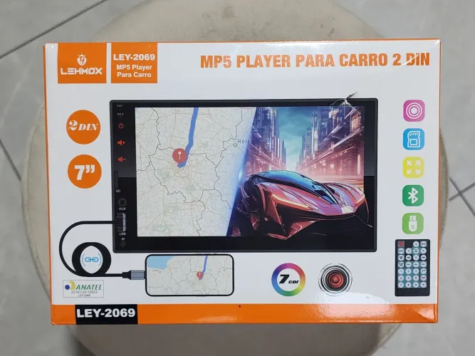 Multimídia MP5 Lehmox LAY-2069  com espelhamento Bluetooth e cabo..  aparelho novo