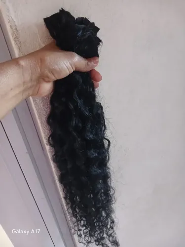 Cabelo humano cacheado telado 55 cm e 60 grama