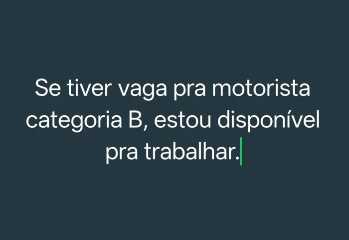 Disponível pra trabalho.