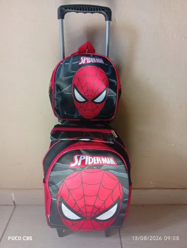Kit bolsa homem aranha 3 peças bolsa, lancheira,estojo