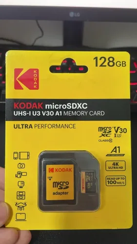 KODAK microSDXC memory card 128GB Vídeo 4K UHD Velocidade 100MB/s