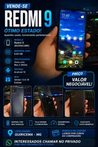 Smartphone redmi 9 6giga de memória ram