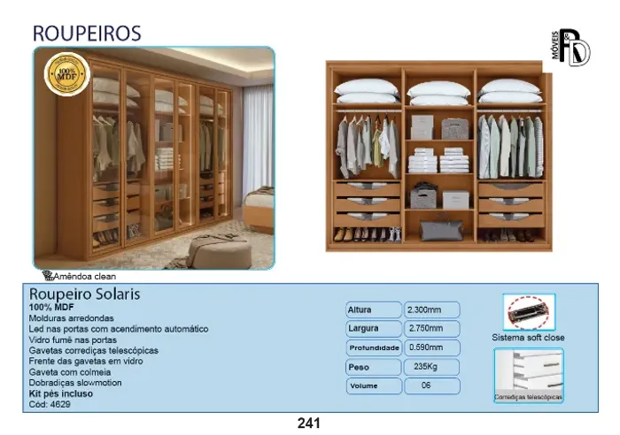 Roupeiro Guarda Roupa Solaris 100% MDF