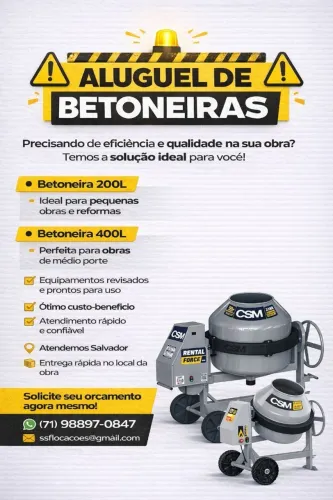 LOCAÇÃO / ALUGUEL DE BETONEIRA