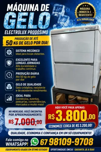 Máquina de Gelo Mecânica Prosdócimo Electrolux. 50kg de gelo por dia