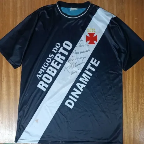camisa autografada roberto dinamite vasco amigos do roberto preta