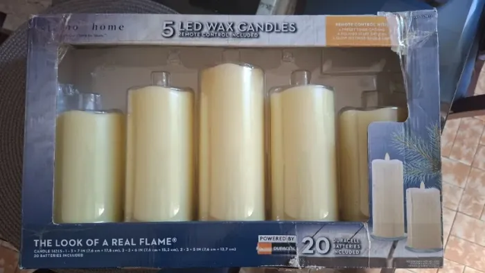 Kit 5 velas eletrônicas LED a pilha, com controle remoto