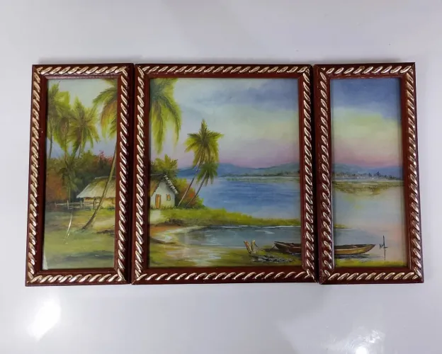 Cj 3 Quadros Decorativos Modulados anos 70/80.