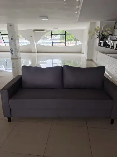 Sofá 3 lugares cinza escuro novo 