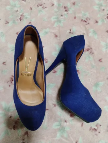 Scarpin Vizzano meia para azul 35