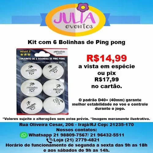 Kit com 6 Bolinha de Ping Pong 3 Estrelas