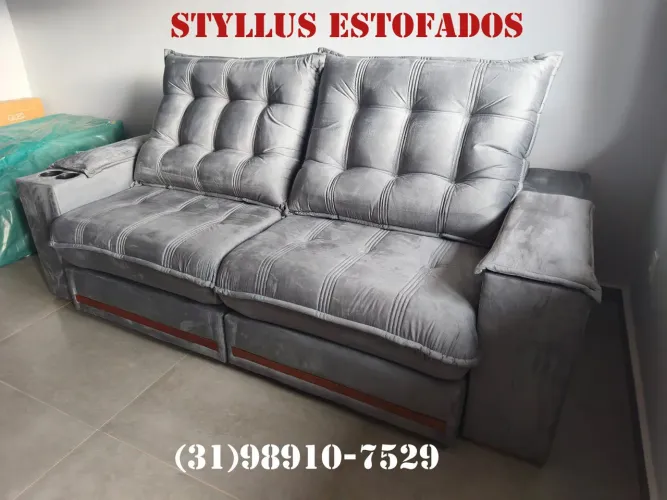 Sofá retrátil e reclinável novo com molas ensacadas