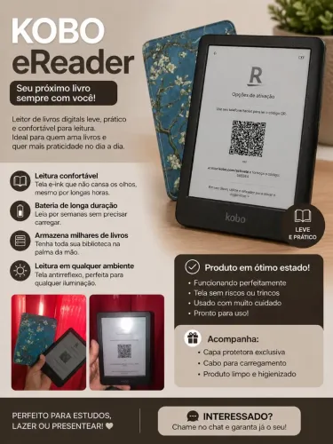 Kobo eReader + Capa Protetora - Excelente Estado