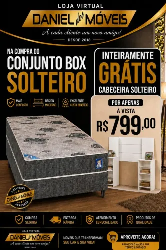 Cama Box Solteiro - BRINDE CABECEIRA
