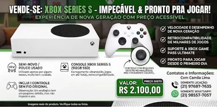 Vendo vídeo game Xbox series S semi novo