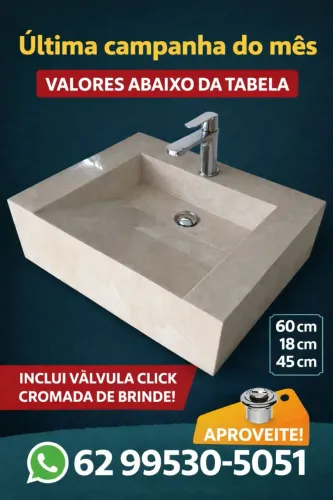 Pia de porcelanato 60 x 45 bege 