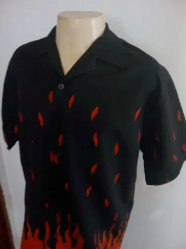 Camisa masculina novas Rock n Roll Punk Metal pop com botões