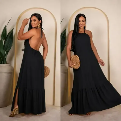 Vestido frente única preto