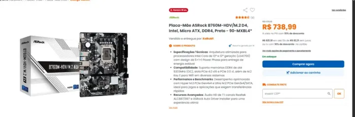 Placa mãe B760m-hdv/m.2 d4