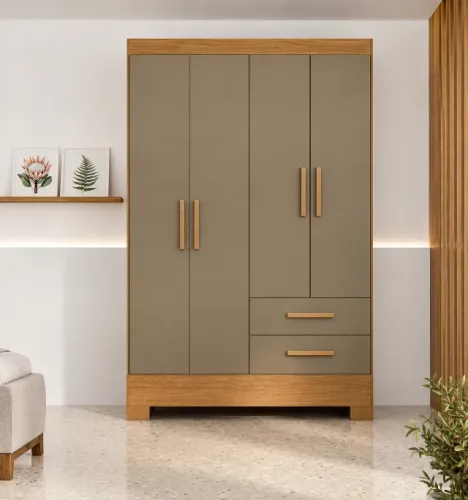 Guarda roupa elegante 4 portas 2 gavetas
