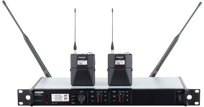ULXD4D de canal duplo Shure com 2 Bodypack ULXD1 (L50: 632 a 696 MHz)