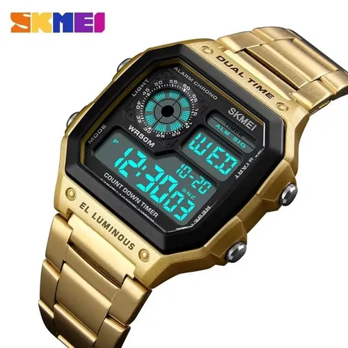 Relógio Masculino Skmei 1335 Original - Pulseira em aço retro