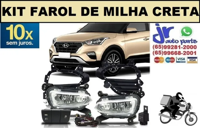 Kit farol de Milha Creta 2017 a 2019 com Molduras e Botão Original