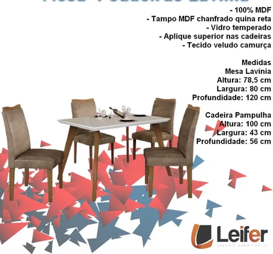 Sala mesa jantar com 4 cadeiras tampo de vidro 