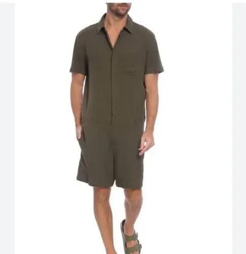 Macacão de linho G verde militar Osklen original nunca usado.