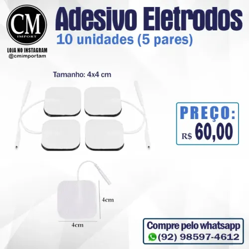 Adesivo Eletrodos Reutilizáveis Tamanho 4x4 (10 unidades)
