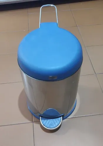 Lixeira Inox Com Pedal 5l Tampa Brinox Azul