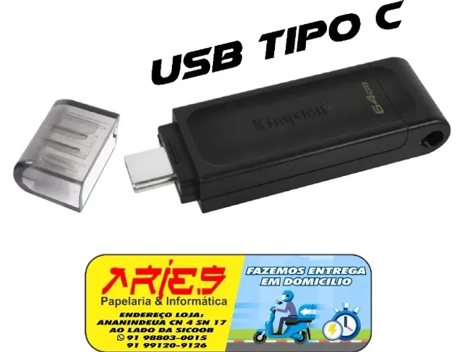 pen drive 64 gb tipo c usb 3.2 kingston dt70/64gb celular tablet
