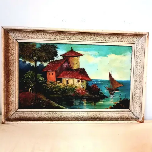 quadro assinado silva óleo sobre eucatex