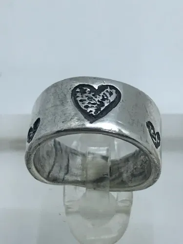 Anel prata com corações tamanho #8 