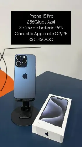 IPhone 15 Pro 256GB Azul Saúde de bateria 96% Garantia Apple 02-25 Anatel | Loja Fisica |
