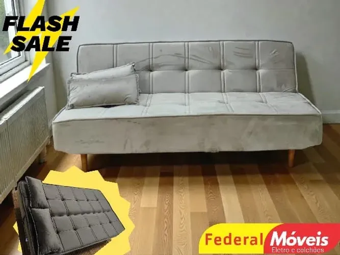 Sofá Cama OFF WHITE Veludo SUPER OFERTA