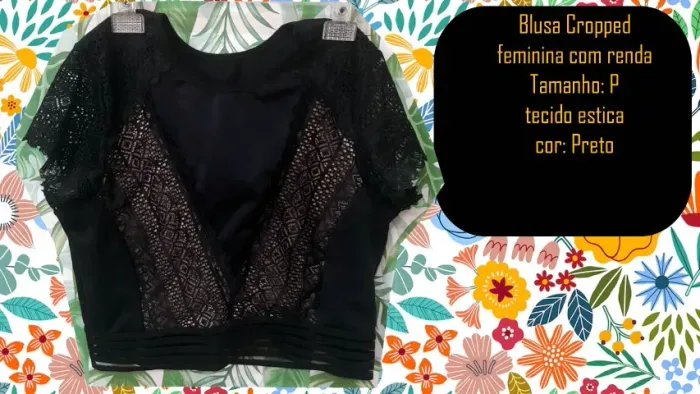 Blusa Cropped feminina com renda Tamanho: P