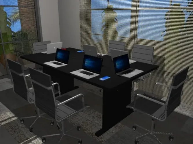 Mesa Reunião Simply White Delluxe: L182cm x L100cm x A74cm.