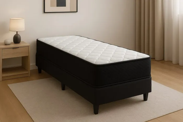 Cama Box de Casal com Colchão Molas Bonnel Solteiro