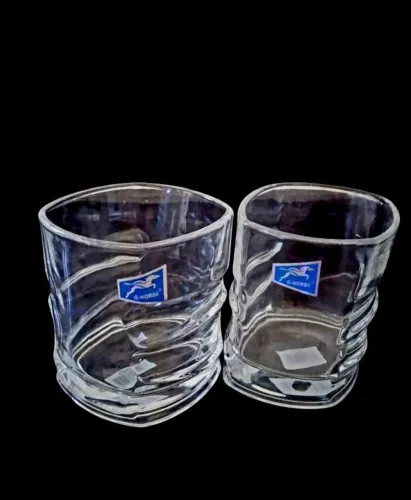 6 Copos para wiscky em cristal em formato de losango 