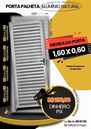 OPORTUNIDADE - PORTA ALÚMINIO NATURAL 1.60X60