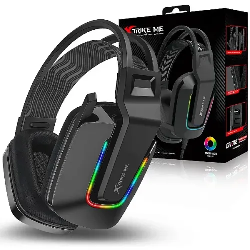 Headset Gamer com Fio Over-ear Conexão P3 + USB Led RGB, Drivers de 50mm, Preto Xtrike-ME